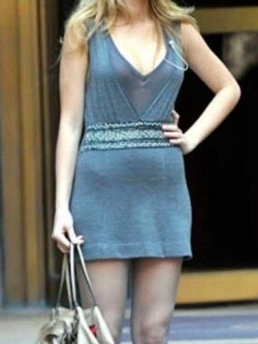 Grey Knit Mini Skirt - Women's Stylish dress